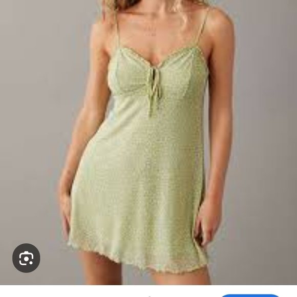 American Eagle Outfitters Light Green Floral Mesh Slip Dresd - Picture 6 of 6